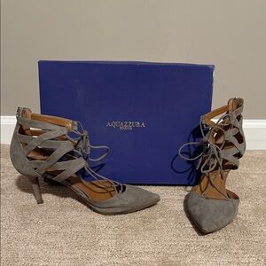Aquazzura Gray Lace-Up Heels